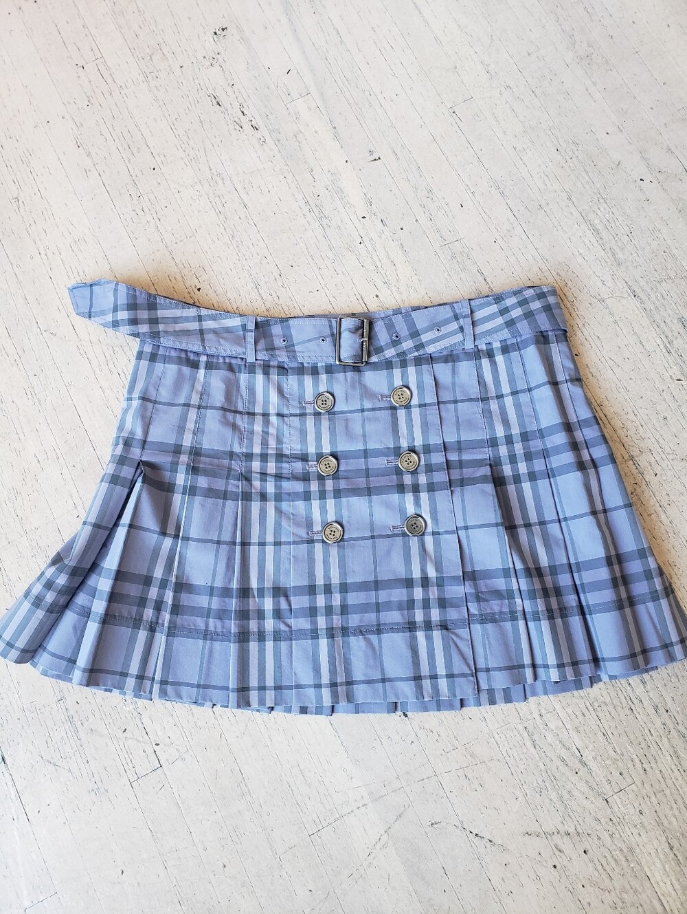 EUC - Vintage Rare Authentic Burberry Brit Lilac Nova Check Pleated Mini Skirt